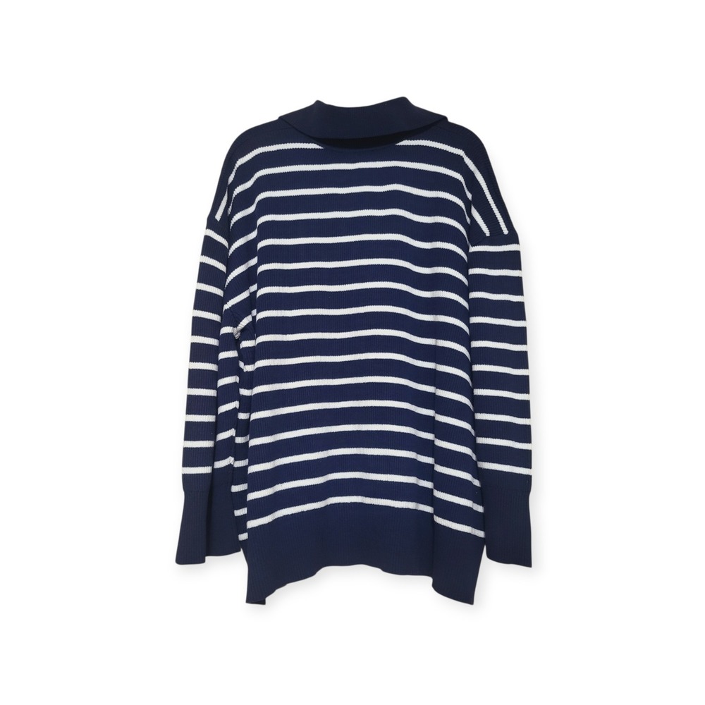 DG2 Diane Gilman 3X Organic Cotton NWT Nautical Striped Collared‎ Pullover Navy - Picture 9 of 10